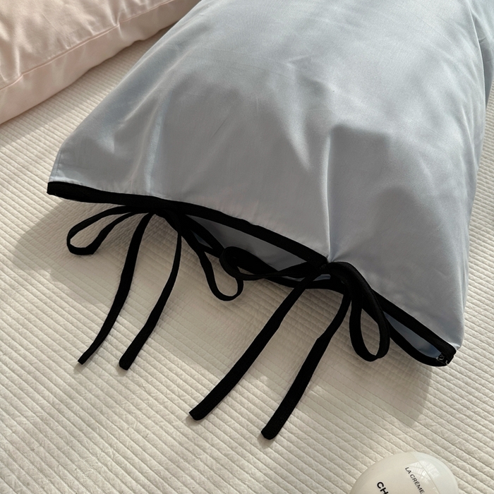 91家纺网 家纺一手货源 找家纺 （总）尺素 2025新款纯棉绑带款ins风博主单枕套全棉成人枕头套纯色蝴蝶结枕芯枕套