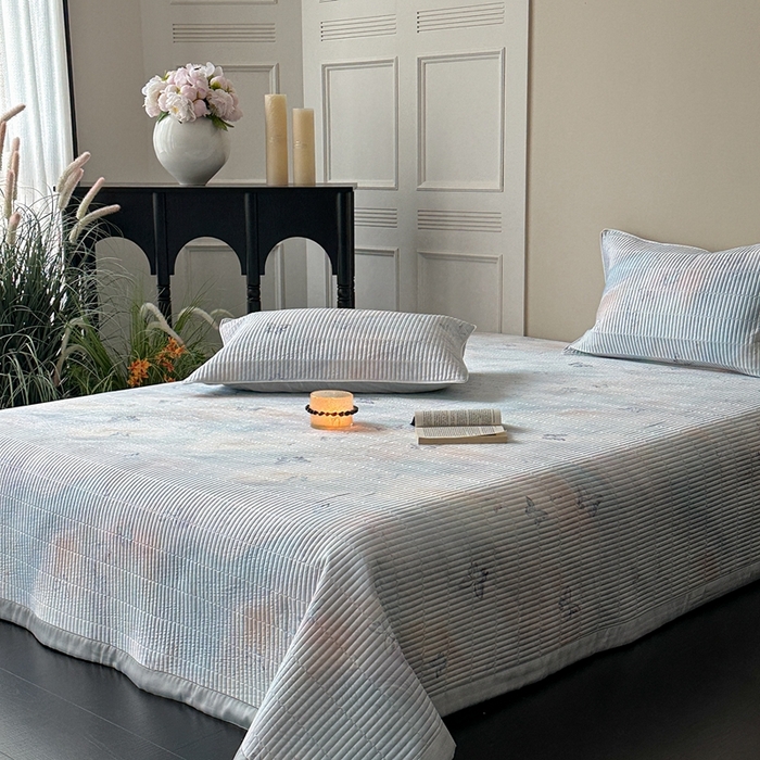 91家纺网 家纺一手货源 找家纺 2025新款幻蝶系列奥地利进口兰精天丝床盖三件套双面可用可搭同款夏被（提供买家秀） 幻蝶-蓝