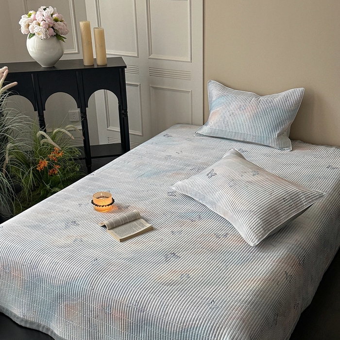 91家纺网 家纺一手货源 找家纺 2025新款幻蝶系列奥地利进口兰精天丝床盖三件套双面可用可搭同款夏被（提供买家秀） 幻蝶-蓝