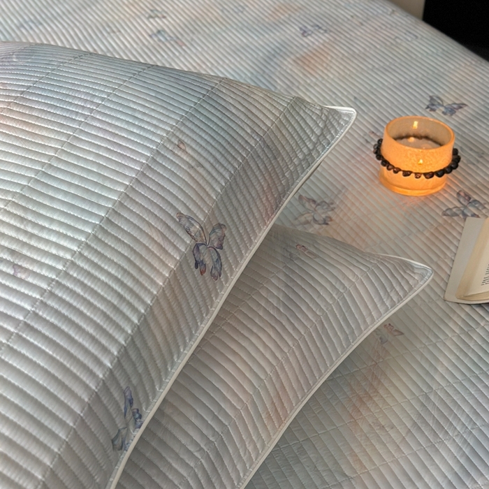 91家纺网 家纺一手货源 找家纺 2025新款幻蝶系列奥地利进口兰精天丝床盖三件套双面可用可搭同款夏被（提供买家秀） 幻蝶-蓝