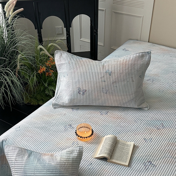 91家纺网 家纺一手货源 找家纺 2025新款幻蝶系列奥地利进口兰精天丝床盖三件套双面可用可搭同款夏被（提供买家秀） 幻蝶-蓝