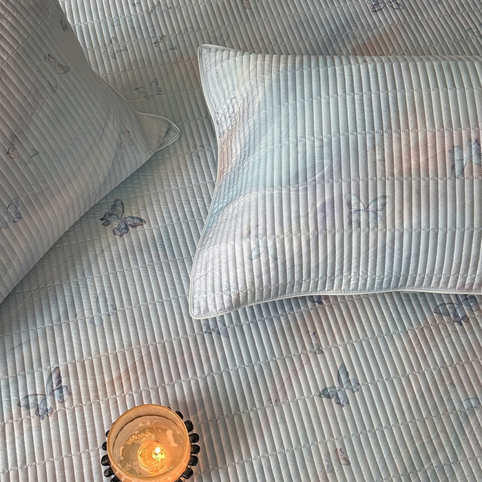 91家纺网 家纺一手货源 找家纺 2025新款幻蝶系列奥地利进口兰精天丝床盖三件套双面可用可搭同款夏被（提供买家秀） 幻蝶-蓝