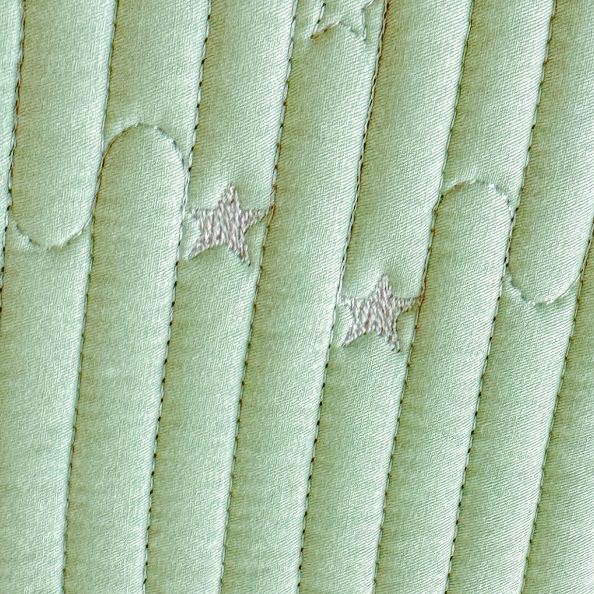 91家纺网 家纺一手货源 找家纺 恒尚居 2025新款莫代尔天丝夏季床盖绗缝星星刺绣夹棉床单三件套 星空-绿