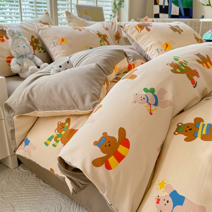 91家纺网 家纺一手货源 找家纺 多品家纺 2025新款ins风水洗棉学生宿舍三件套 欢乐世界