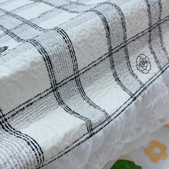 91家纺网 家纺一手货源 找家纺 暖居 2025新款纯棉大蕾丝榻榻米农村大炕盖支持定制 小香格子仙女款