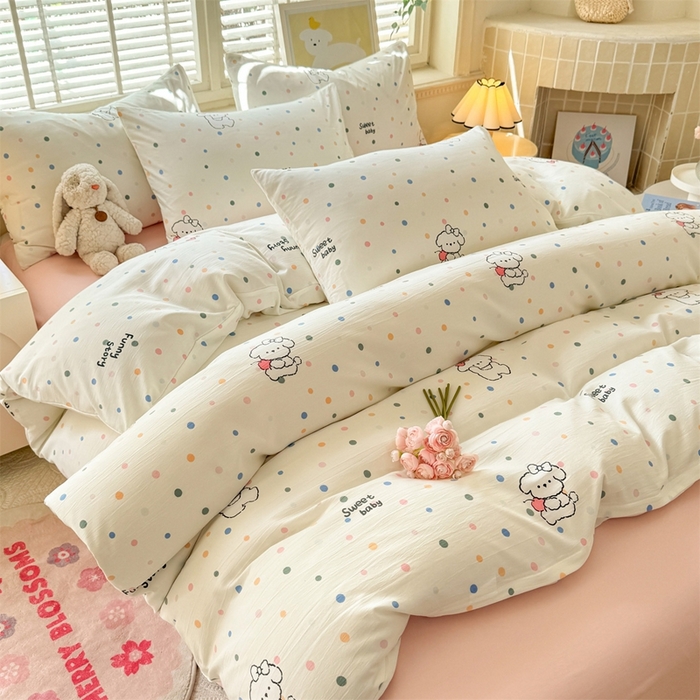 91家纺网 家纺一手货源 找家纺 （总）多品家纺 2025新款ins风水洗棉学生宿舍三件套