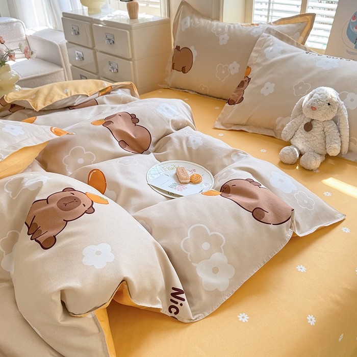 91家纺网 家纺一手货源 找家纺 优逸 2025新款植物羊绒单被套 卡皮巴拉