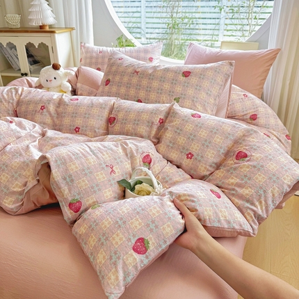 91家纺网 家纺一手货源 找家纺 （总）壹号库家纺 2025新款水洗皱皱纱四件套-简单款