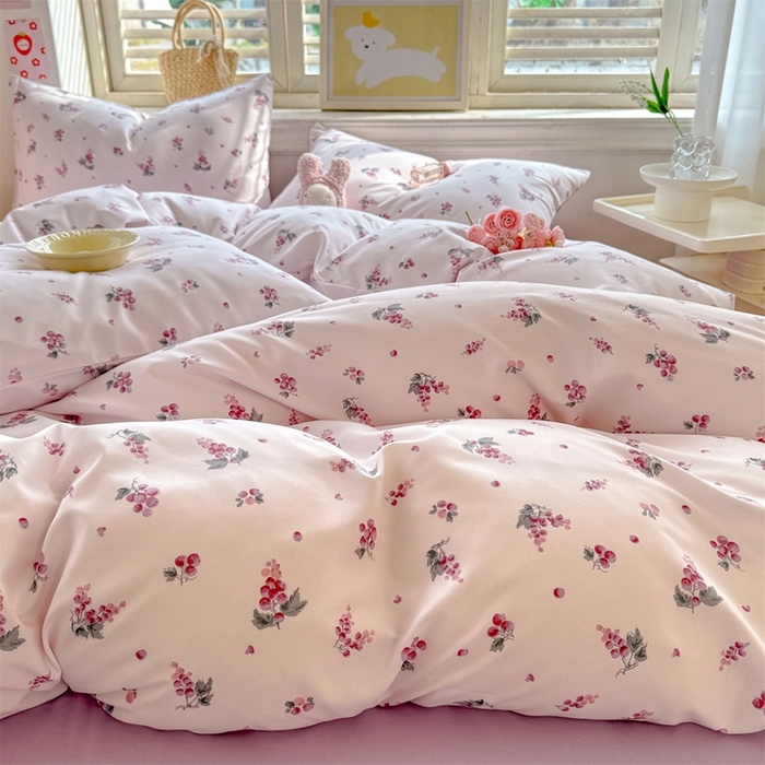 91家纺网 家纺一手货源 找家纺 多品家纺 2025新款ins风水洗棉学生宿舍三件套 紫葡萄