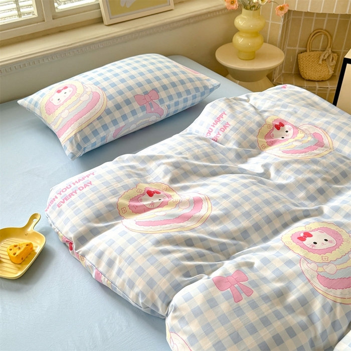 91家纺网 家纺一手货源 找家纺 多品家纺 2025新款ins风水洗棉学生宿舍三件套 派对猫