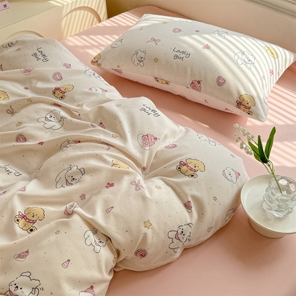 多品家纺 2025新款ins风水洗棉学生宿舍三件套 蛋糕狗