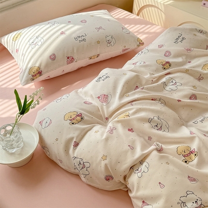 91家纺网 家纺一手货源 找家纺 （总）多品家纺 2025新款ins风水洗棉学生宿舍三件套