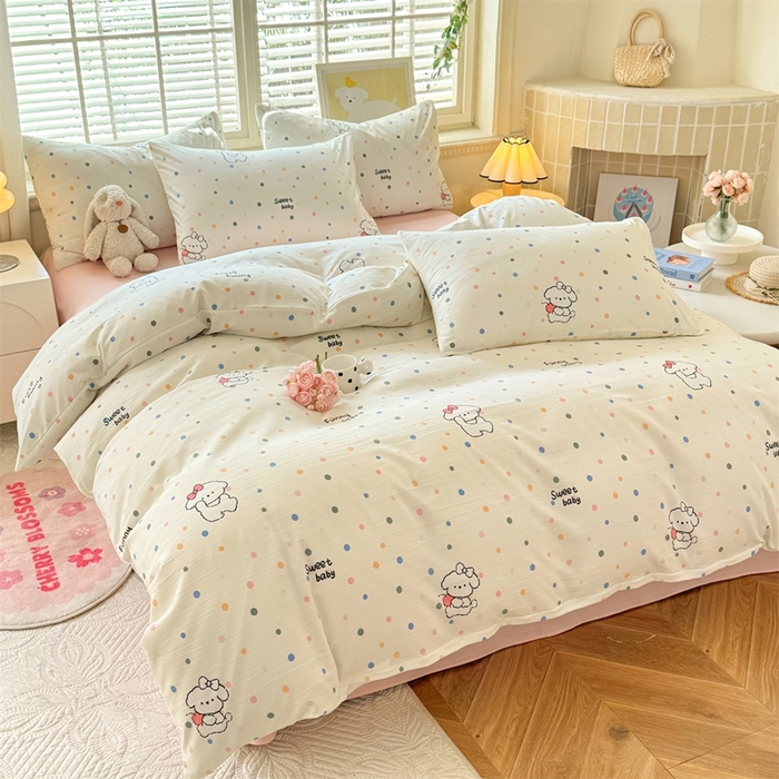 91家纺网 家纺一手货源 找家纺 （总）多品家纺 2025新款ins风水洗棉学生宿舍三件套