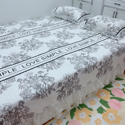 91家纺网 家纺一手货源 找家纺 （总）暖居 2025新款纯棉大蕾丝榻榻米农村大炕盖支持定制