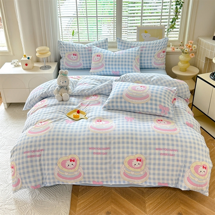 91家纺网 家纺一手货源 找家纺 多品家纺 2025新款ins风水洗棉学生宿舍三件套 派对猫