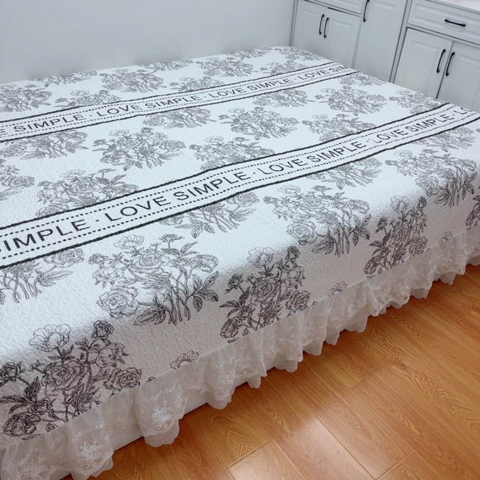 91家纺网 家纺一手货源 找家纺 暖居 2025新款纯棉大蕾丝榻榻米农村大炕盖支持定制 晨暮间仙女款