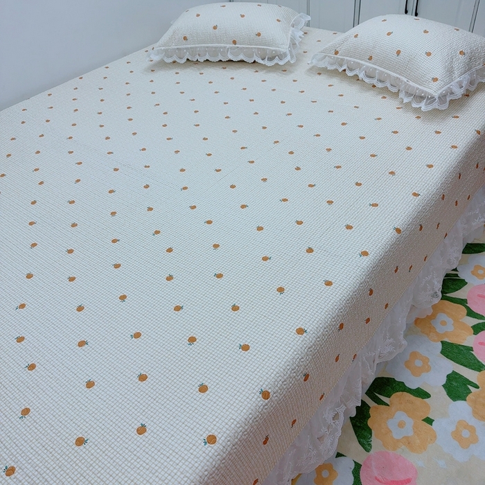 91家纺网 家纺一手货源 找家纺 暖居 2025新款纯棉大蕾丝榻榻米农村大炕盖支持定制 小橘子仙女款