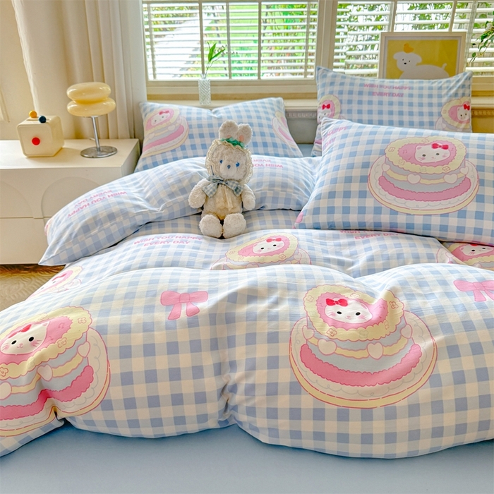 91家纺网 家纺一手货源 找家纺 多品家纺 2025新款ins风水洗棉学生宿舍三件套 派对猫