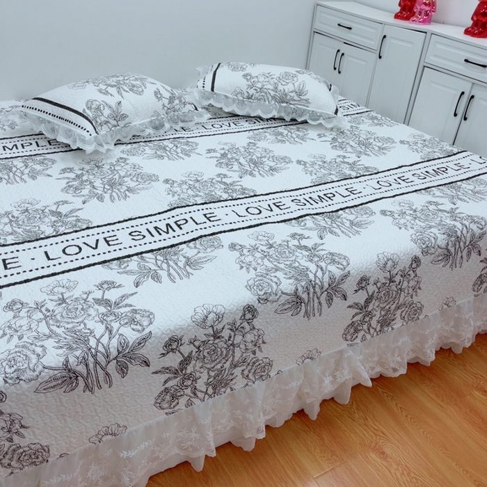 91家纺网 家纺一手货源 找家纺 暖居 2025新款纯棉大蕾丝榻榻米农村大炕盖支持定制 晨暮间仙女款