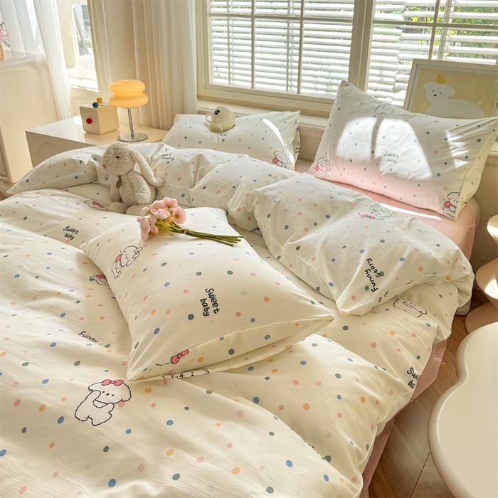 91家纺网 家纺一手货源 找家纺 （总）多品家纺 2025新款ins风水洗棉学生宿舍三件套