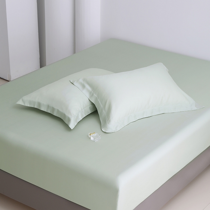 91家纺网 家纺一手货源 找家纺 寝柔家纺 2025夏季新款50S纯色天丝枕套丝滑有凉感(有质检报告） 艾绿色