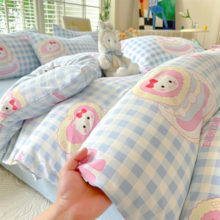 91家纺网 家纺一手货源 找家纺 多品家纺 2025新款ins风水洗棉学生宿舍三件套 派对猫