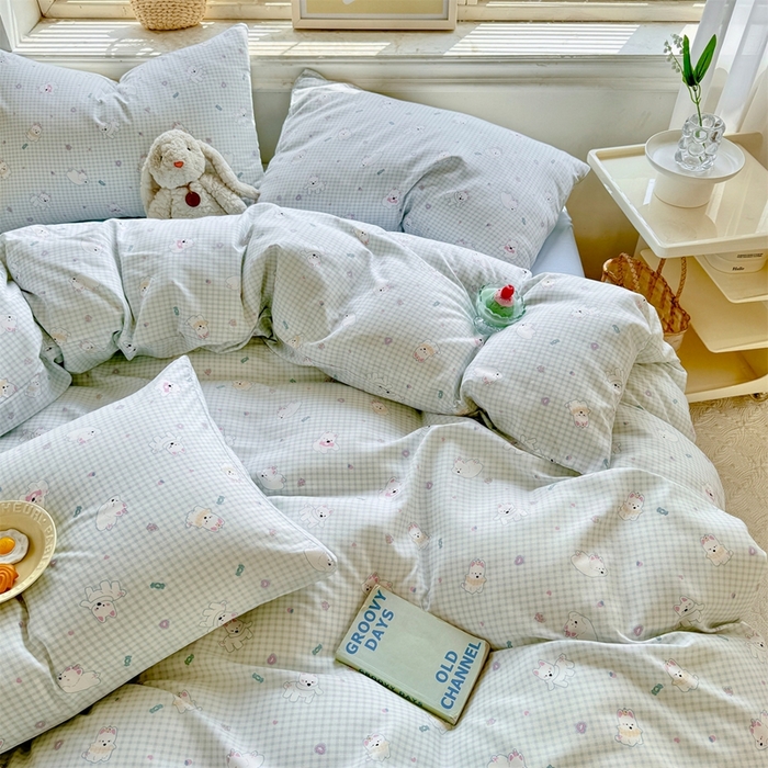 91家纺网 家纺一手货源 找家纺 多品家纺 2025新款ins风水洗棉学生宿舍三件套 可可狗