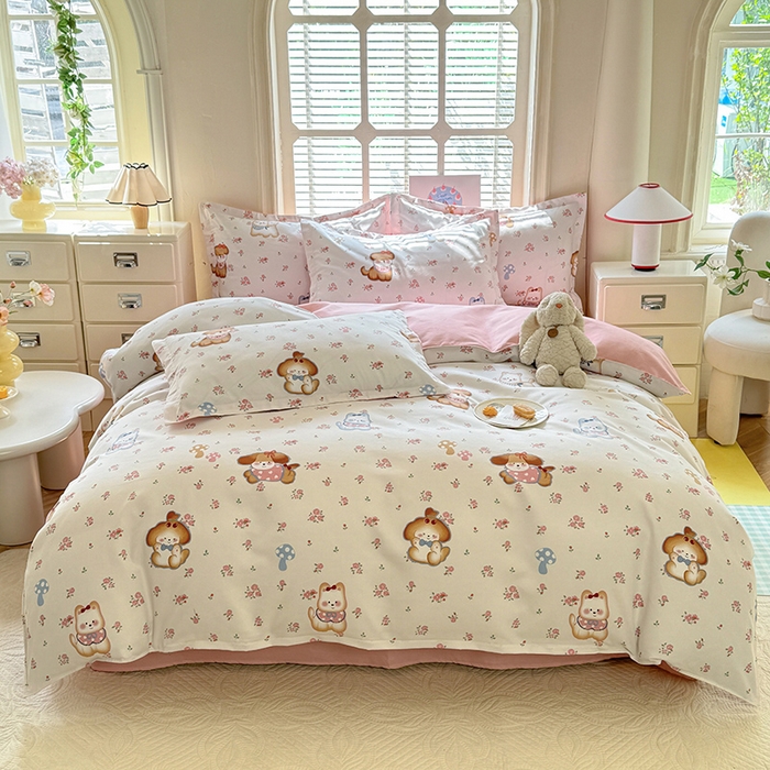 91家纺网 家纺一手货源 找家纺 优逸 2025新款植物羊绒单被套 小狗宝莉