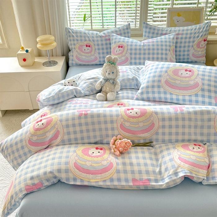 91家纺网 家纺一手货源 找家纺 多品家纺 2025新款ins风水洗棉学生宿舍三件套 派对猫