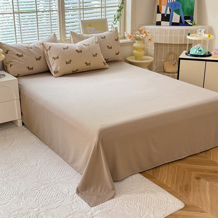 91家纺网 家纺一手货源 找家纺 多品家纺 2025新款ins风水洗棉学生宿舍三件套 复古狗