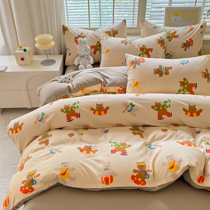 91家纺网 家纺一手货源 找家纺 多品家纺 2025新款ins风水洗棉学生宿舍三件套 欢乐世界