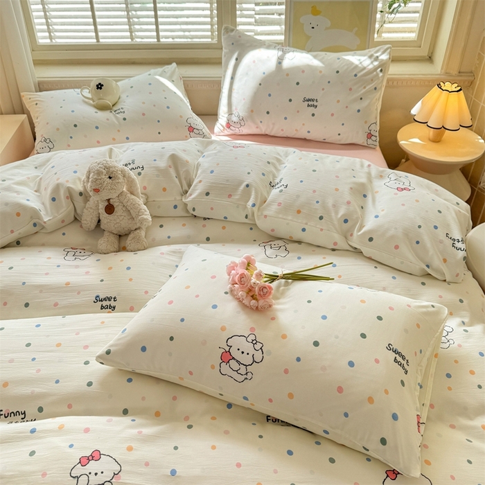 91家纺网 家纺一手货源 找家纺 （总）多品家纺 2025新款ins风水洗棉学生宿舍三件套