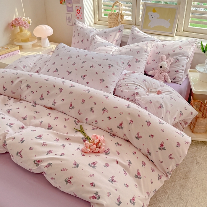 91家纺网 家纺一手货源 找家纺 多品家纺 2025新款ins风水洗棉学生宿舍三件套 紫葡萄