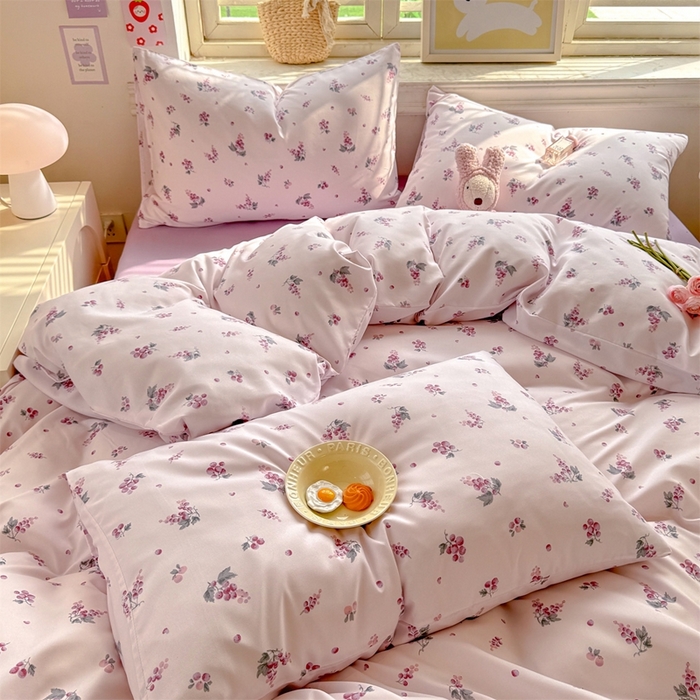 91家纺网 家纺一手货源 找家纺 多品家纺 2025新款ins风水洗棉学生宿舍三件套 紫葡萄