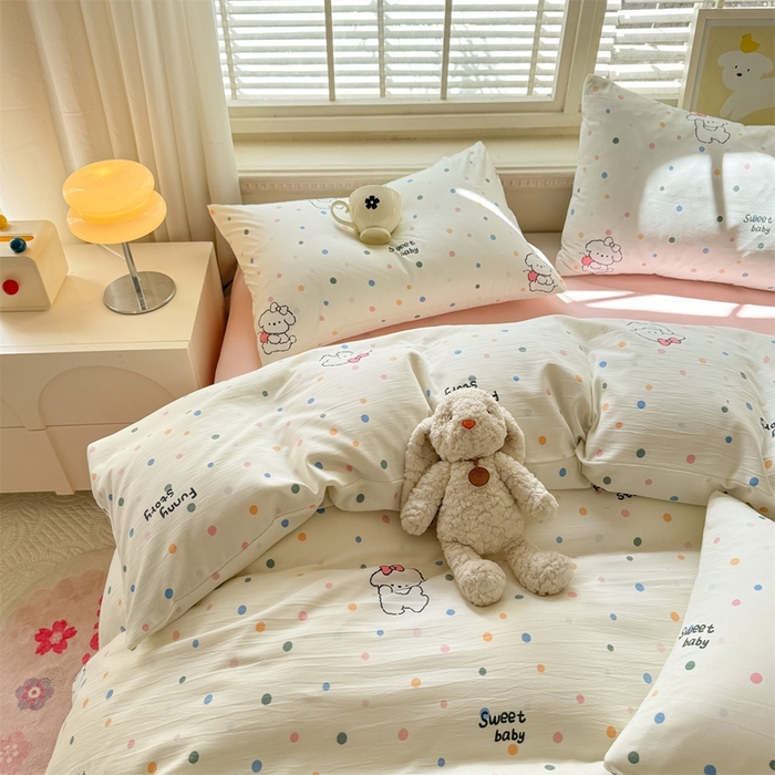 91家纺网 家纺一手货源 找家纺 （总）多品家纺 2025新款ins风水洗棉学生宿舍三件套