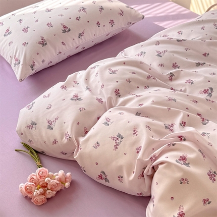 多品家纺 2025新款ins风水洗棉学生宿舍三件套 紫葡萄