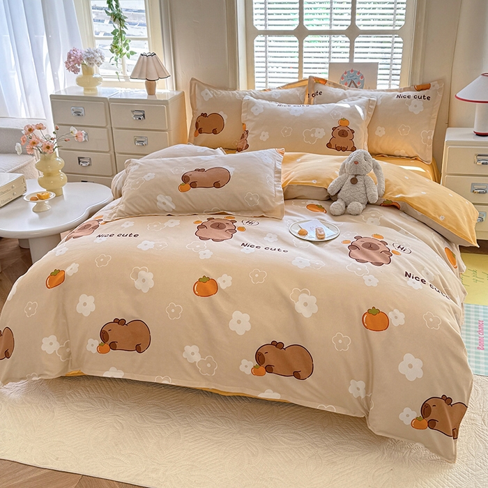 91家纺网 家纺一手货源 找家纺 优逸 2025新款植物羊绒单被套 卡皮巴拉