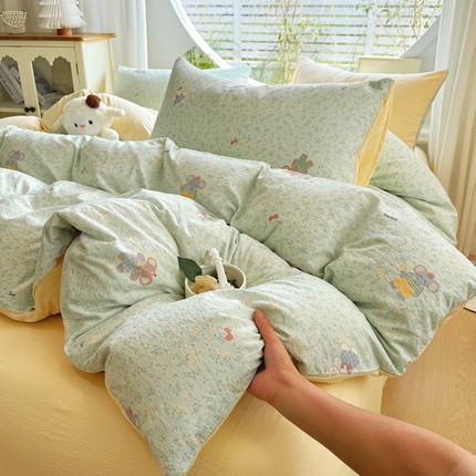 91家纺网 家纺一手货源 找家纺 （总）壹号库家纺 2025新款水洗皱皱纱四件套-简单款