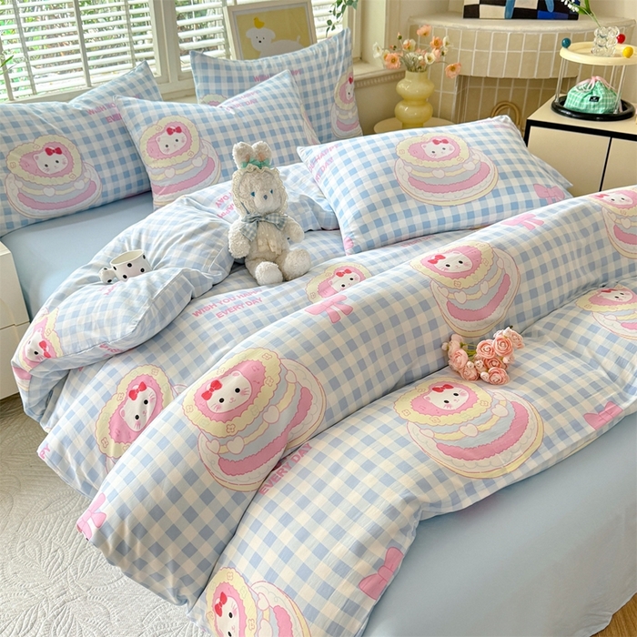 91家纺网 家纺一手货源 找家纺 多品家纺 2025新款ins风水洗棉学生宿舍三件套 派对猫