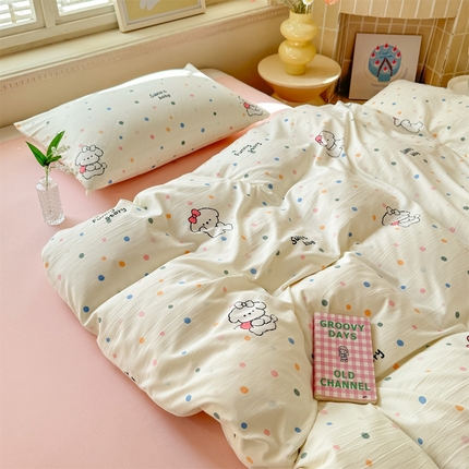 （总）多品家纺 2025新款ins风水洗棉学生宿舍三件套
