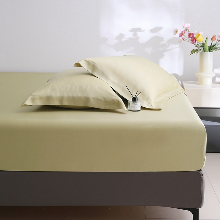 91家纺网 家纺一手货源 找家纺 寝柔家纺 2025夏季新款50S纯色天丝枕套丝滑有凉感(有质检报告） 芥子黄