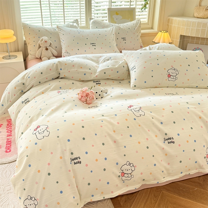 91家纺网 家纺一手货源 找家纺 （总）多品家纺 2025新款ins风水洗棉学生宿舍三件套