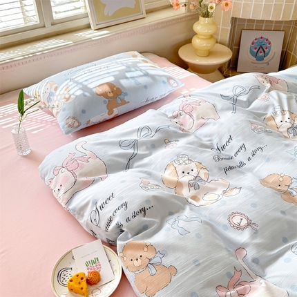 91家纺网 家纺一手货源 找家纺 （总）多品家纺 2025新款ins风水洗棉学生宿舍三件套