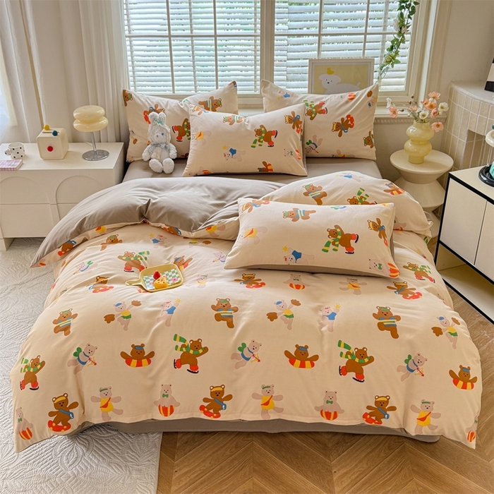 91家纺网 家纺一手货源 找家纺 多品家纺 2025新款ins风水洗棉学生宿舍三件套 欢乐世界