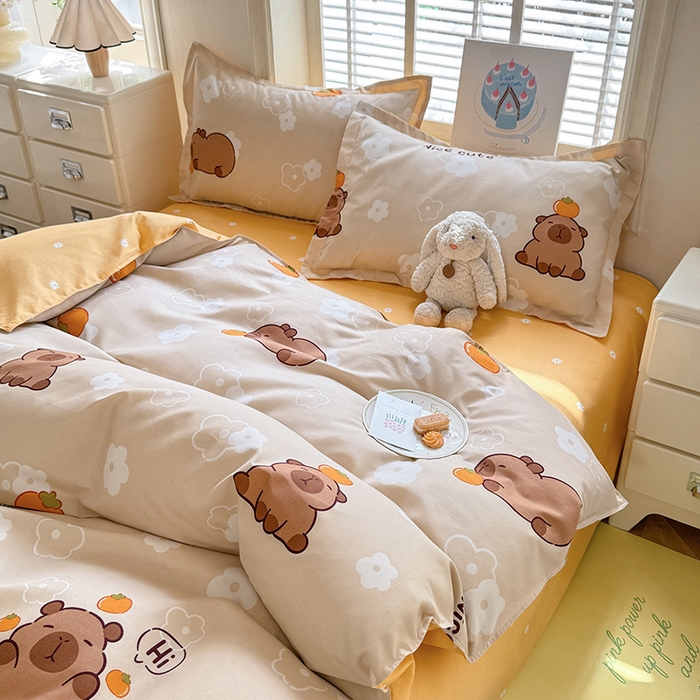 91家纺网 家纺一手货源 找家纺 优逸 2025新款植物羊绒单被套 卡皮巴拉