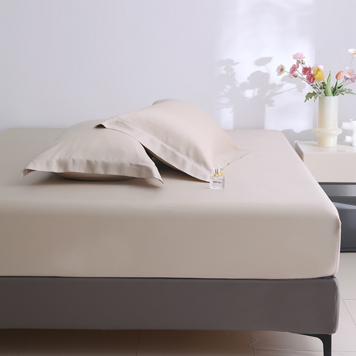 91家纺网 家纺一手货源 找家纺 寝柔家纺 2025夏季新款50S纯色天丝枕套丝滑有凉感(有质检报告） 燕麦色