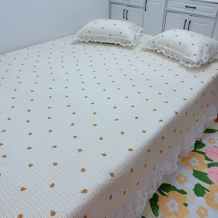 91家纺网 家纺一手货源 找家纺 暖居 2025新款纯棉大蕾丝榻榻米农村大炕盖支持定制 小橘子仙女款