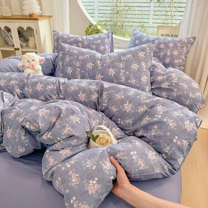 91家纺网 家纺一手货源 找家纺 （总）壹号库家纺 2025新款水洗皱皱纱四件套-简单款