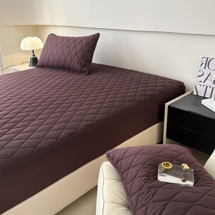 91家纺网 家纺一手货源 找家纺 恒尚居 2024新款夹棉抗菌防螨防水床笠【支持定做】咖啡