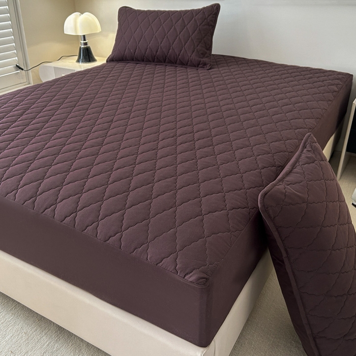 91家纺网 家纺一手货源 找家纺 恒尚居 2024新款夹棉抗菌防螨防水床笠【支持定做】咖啡